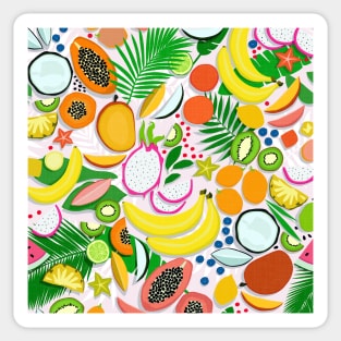 Fresh Fruits and Palms / Colorful Foods and Leaves Sticker